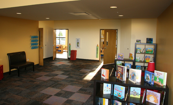 Reading area and classrooms