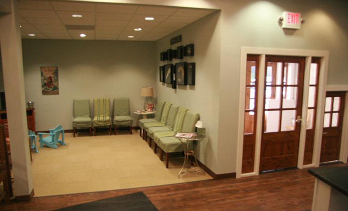 Waiting room, with kid sized entrance