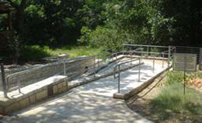 Switchback ramp to nature trail and Cypress Creek